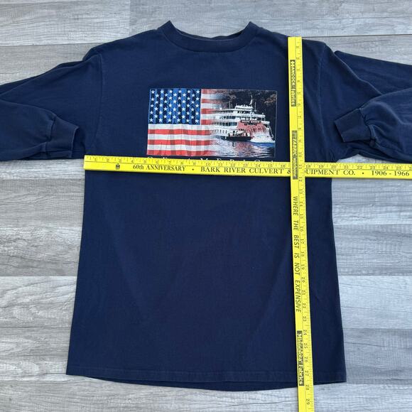 Vintage Tultex USA Graphic Long Sleeve T-Shirt Large Flag 4 th of July Large - Picture 6 of 7